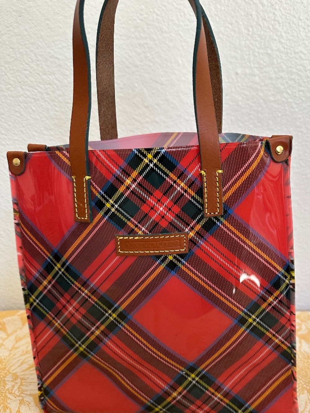 DOONEY & BOURKE RED TARTAN PLAID TOTE. LIKE NEW